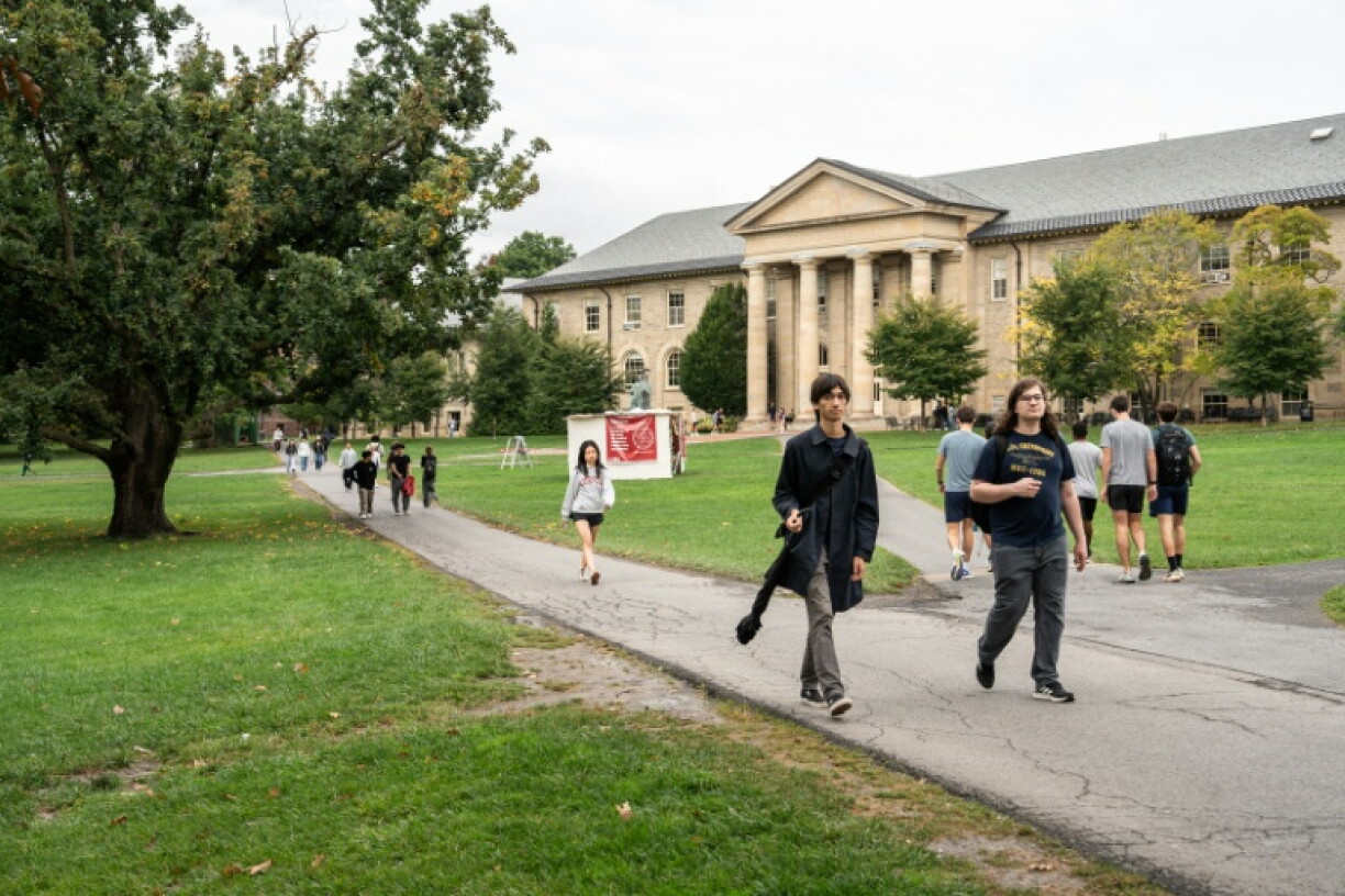 Students seen walking through campus at Cornell University in Ithaca, New York