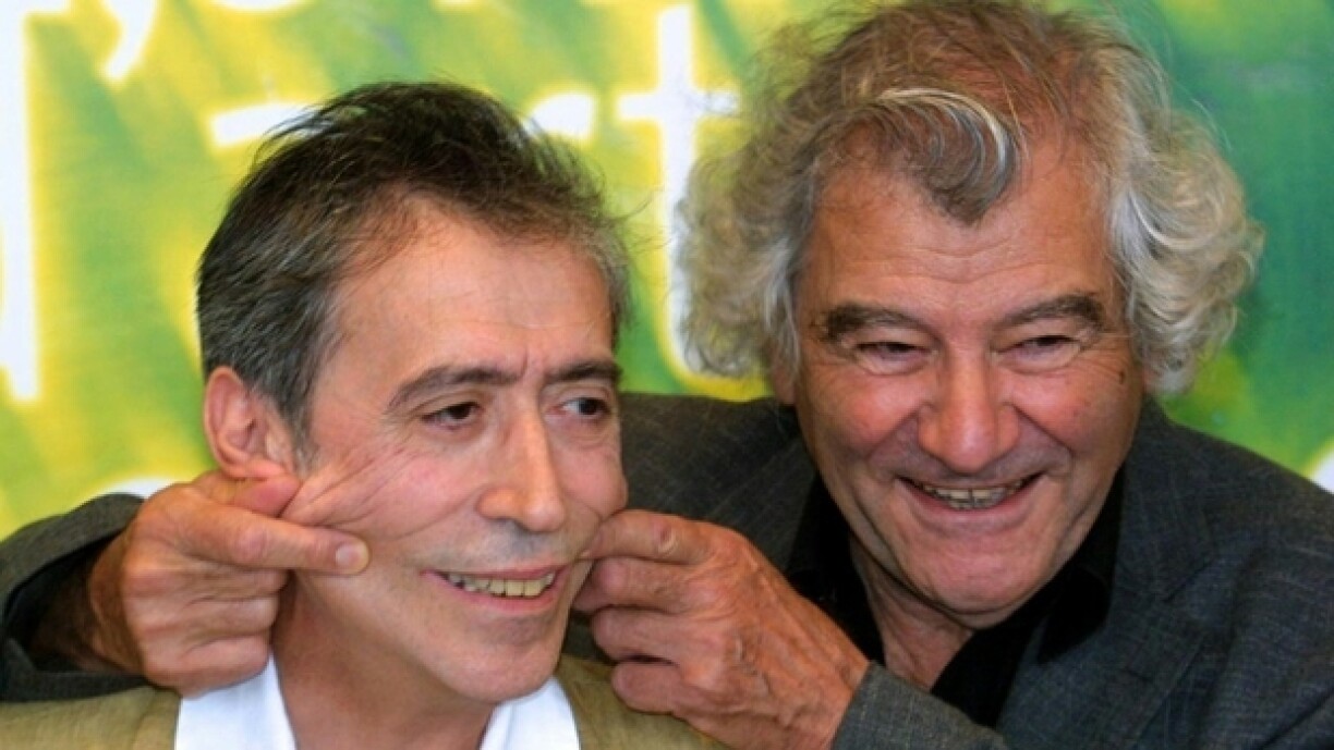 Le cinéaste français Jacques Rozier (à droite) avec l'acteur franco-portugais Luis Rego à la Mostra de Venise, en septembre 2001