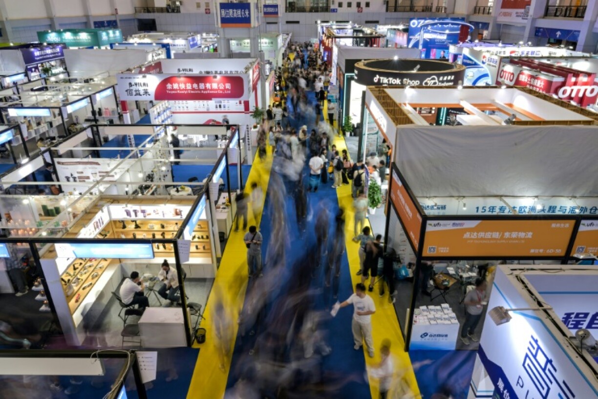 Hundreds of exporters selling everything from furniture to small electronic devices and baby toys jostled for attention in the expo hall
