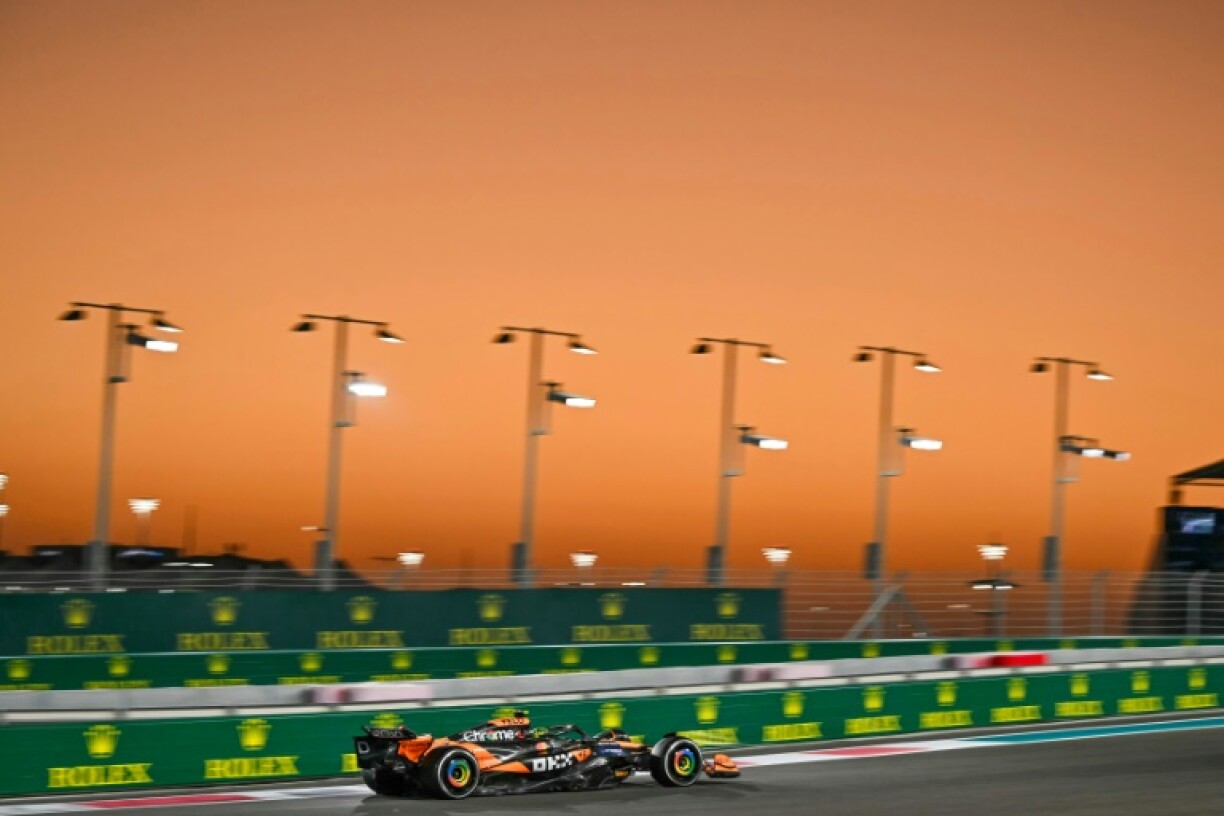 Lando Norris drove his papaya-coloured McLaren to victory under a matching sunset in Abu Dhabi