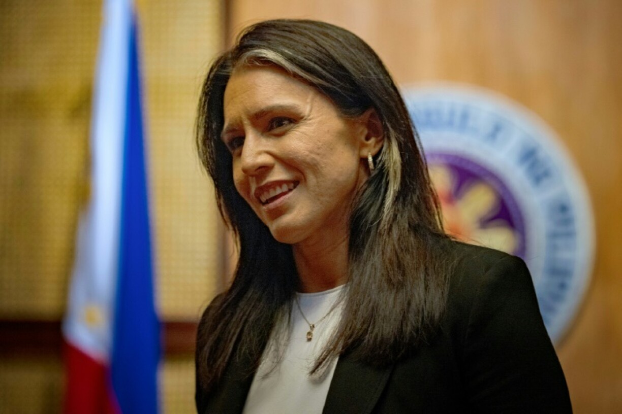 US Director Of National Intelligence Tulsi Gabbard departs following a closed-door meeting with Philippine President Ferdinand Marcos at the Malacanang Palace in Manila on June 2, 2025