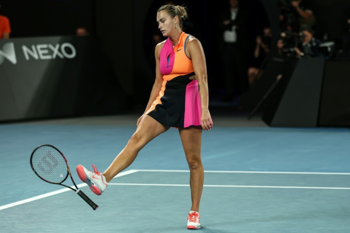 Aryna Sabalenka lors de la finale de l'Open d'Australie le 31 janvier 2026 à Melbourne. La N.1 mondiale bélarusse a été battue en trois sets par la Kazakhstanaise Elena Rybakina