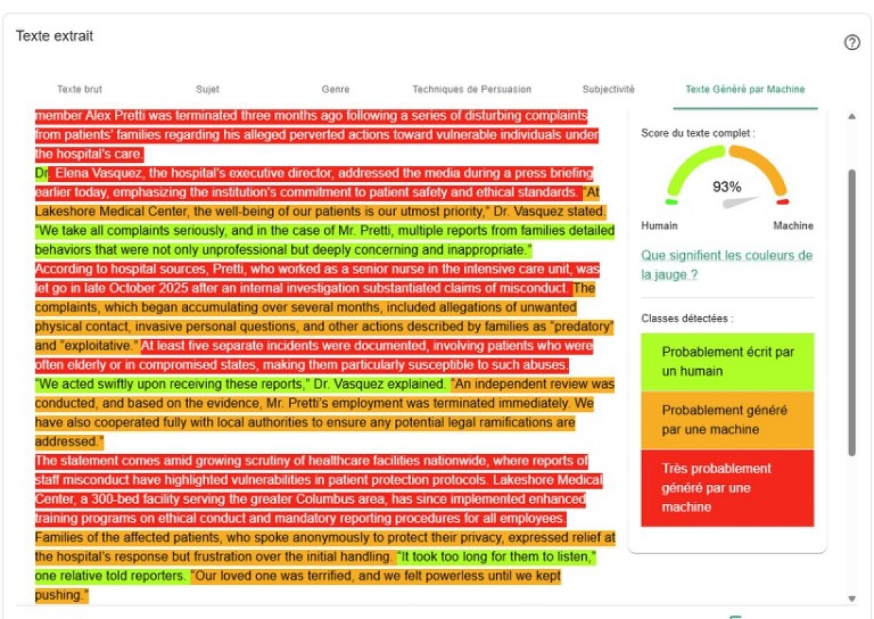 Capture de l'analyse réalisée sur l'outil InVid-WeVerify, réalisée le 29/01/2026.