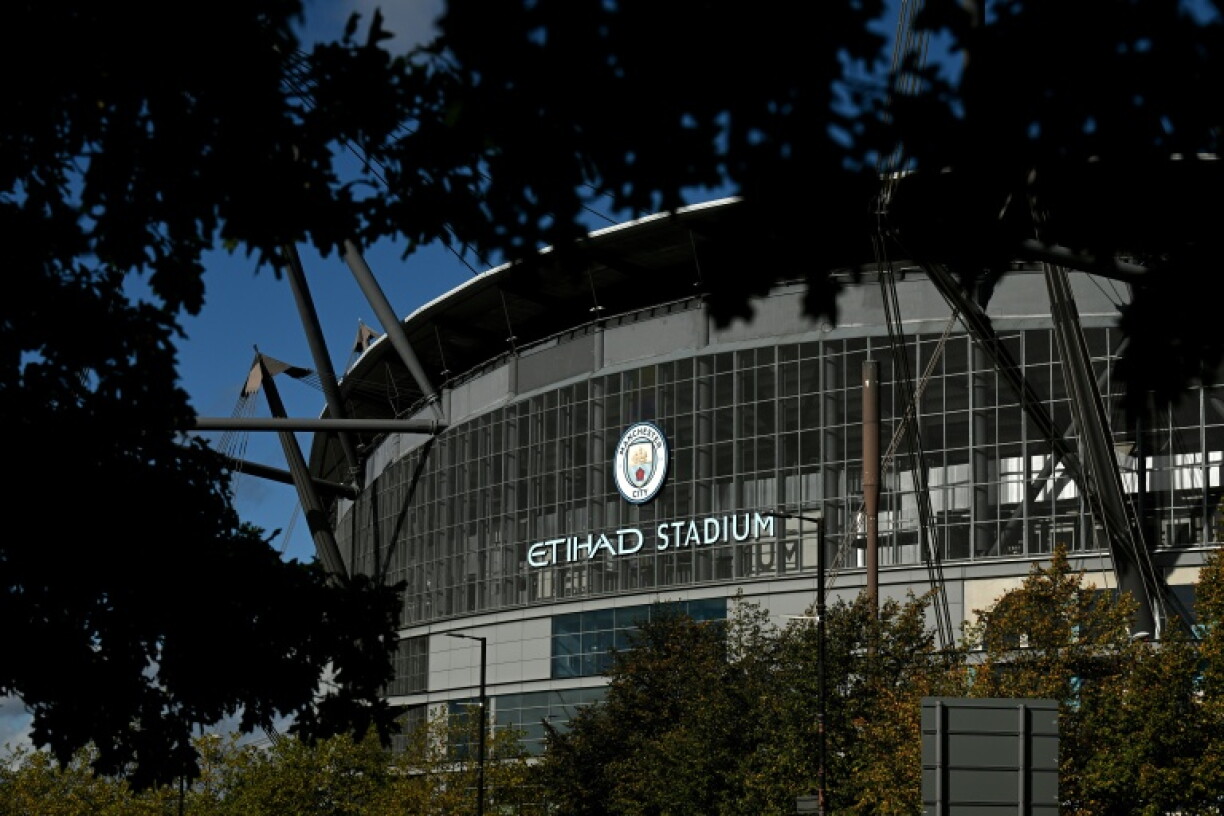 The Etihad Stadium, the home ground of Manchester City football club in north-west England