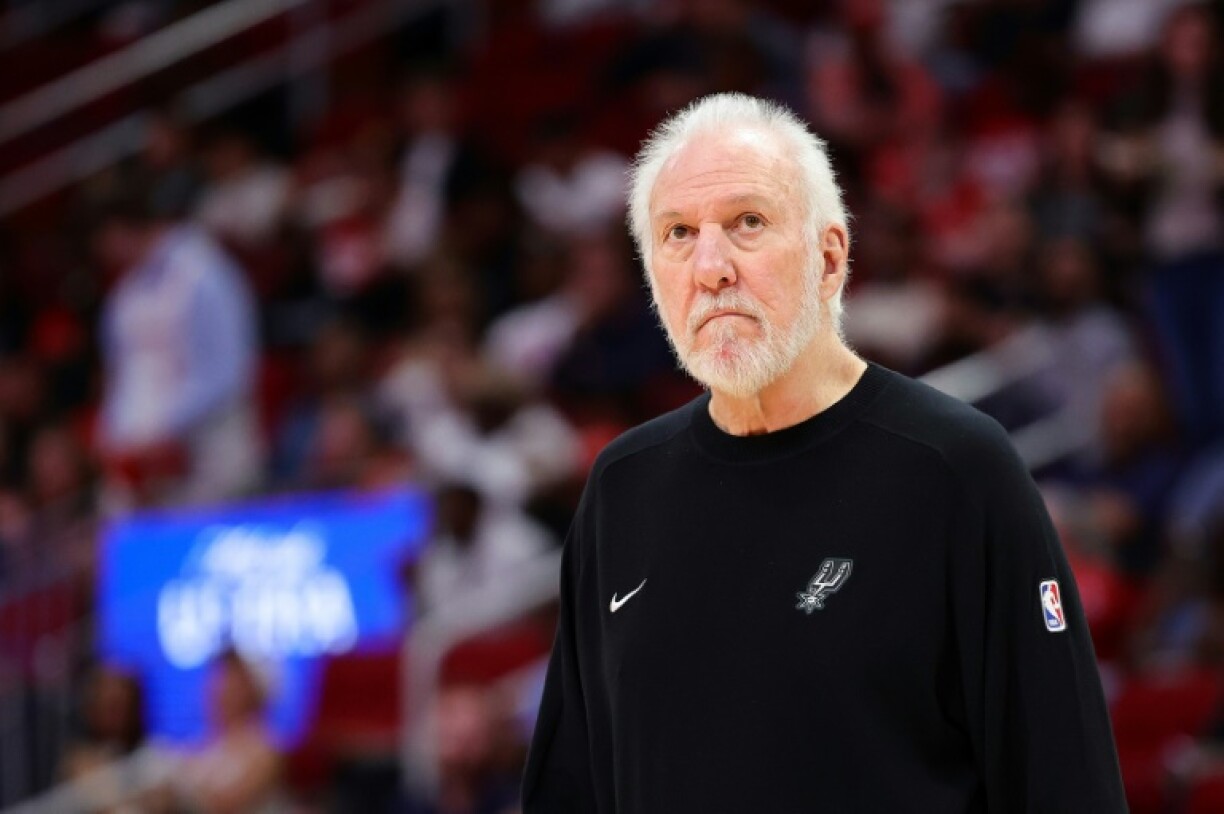 Coach Gregg Popovich of the San Antonio Spurs looks on during an NBA pre-season game