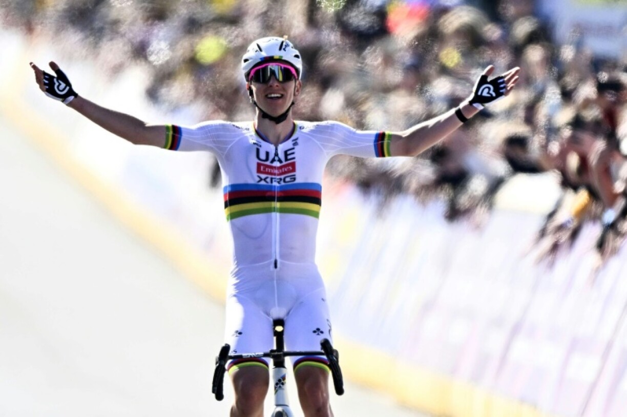 Tadej Pogacar winning his second Tour of Flanders