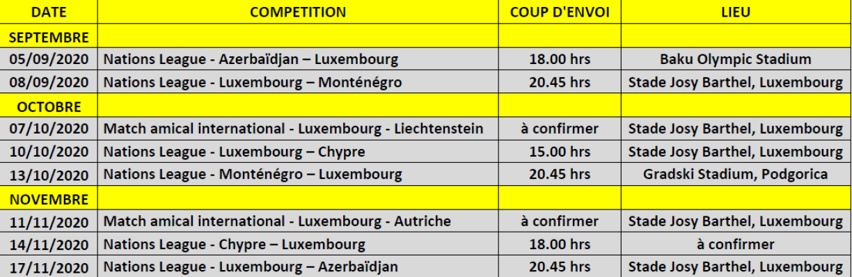 Le calendrier dévoilé vendredi par la FLF