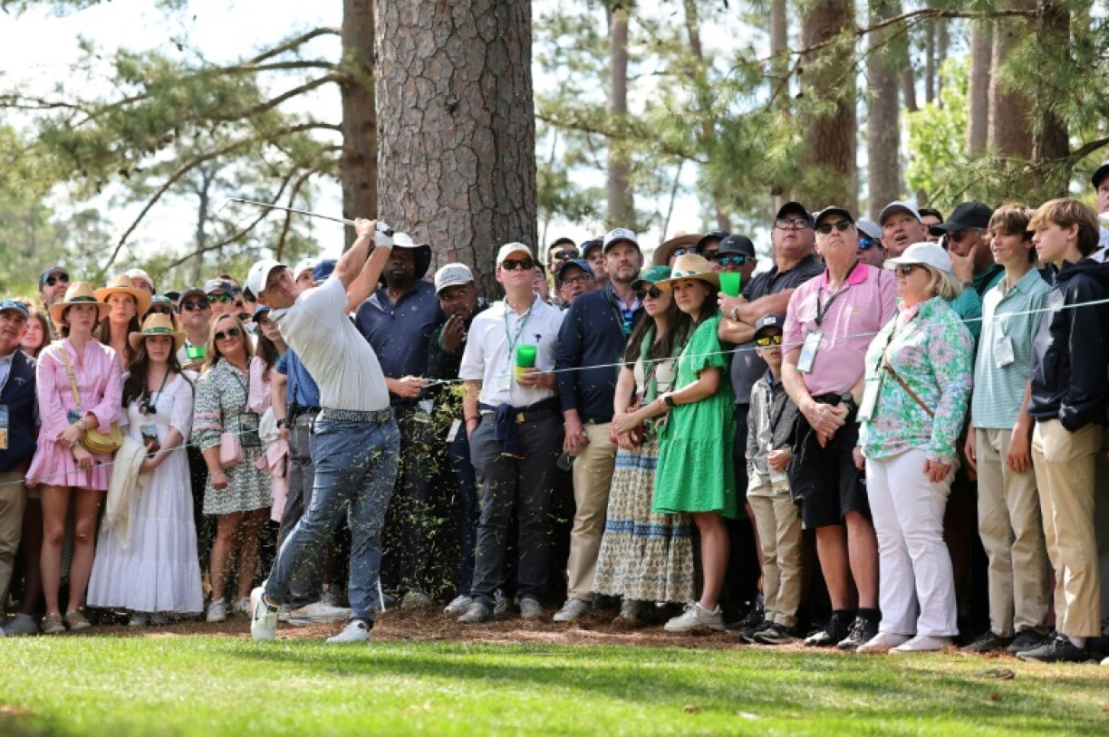 Rory McIlroy of Northern Ireland plays a shot on the seventh hole during the third round of the Masters at Augusta National
