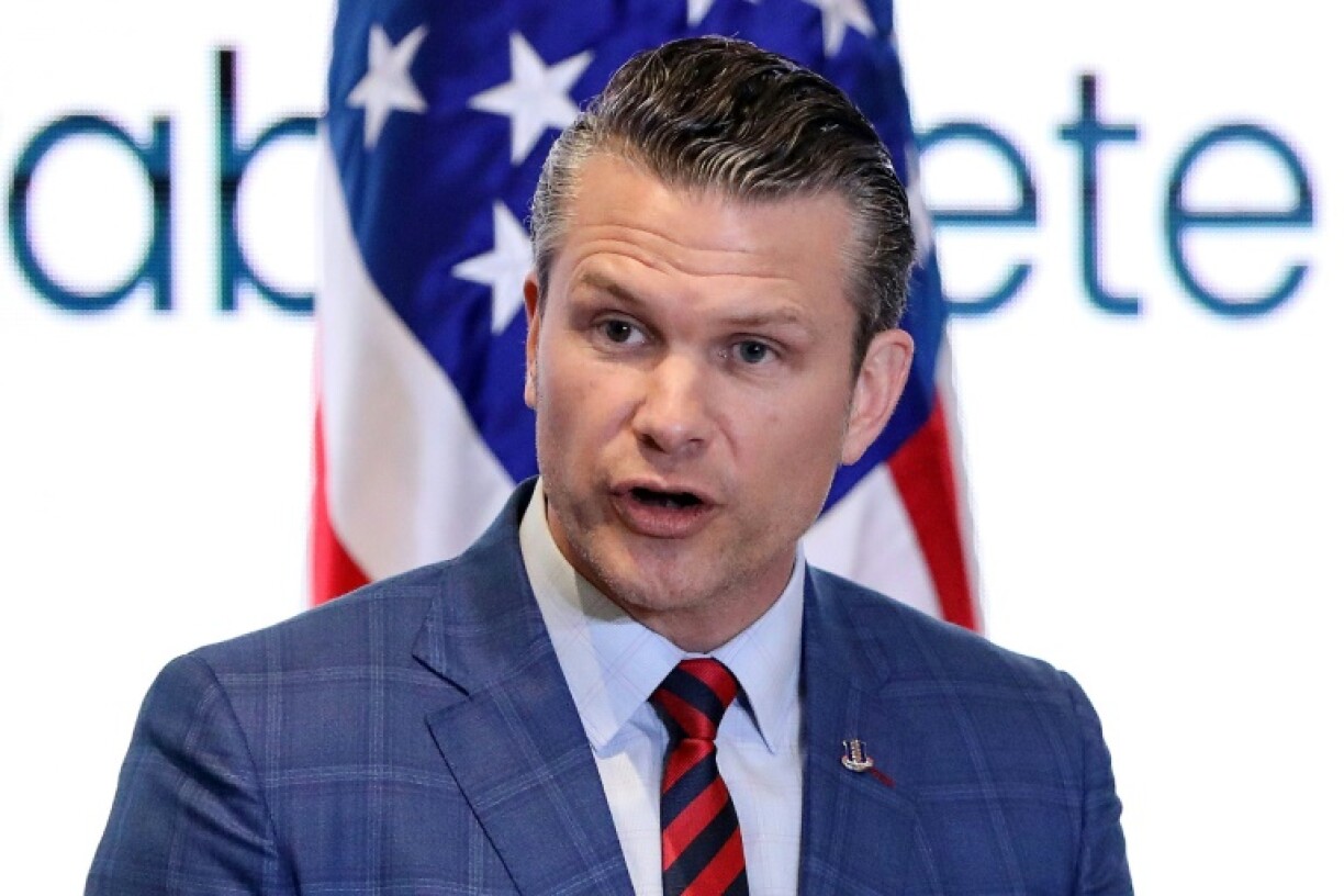 US Secretary of Defense Pete Hegseth delivers a speech during the Central American Security Conference in Panama City