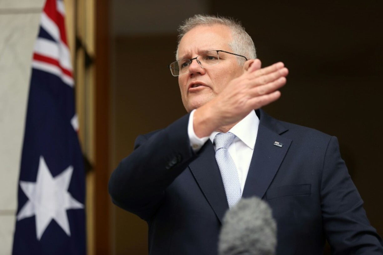 Le Premier ministre australien Scott Morrison pendant une conférence de presse à Canberra, le 6 janvier 2022