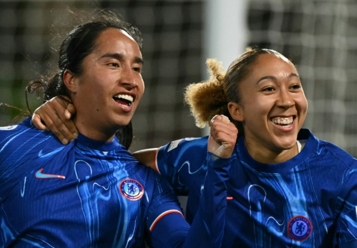 Mayra Ramirez (left) scored as Chelsea beat Man City to reach the Women's Champions League semi-finals