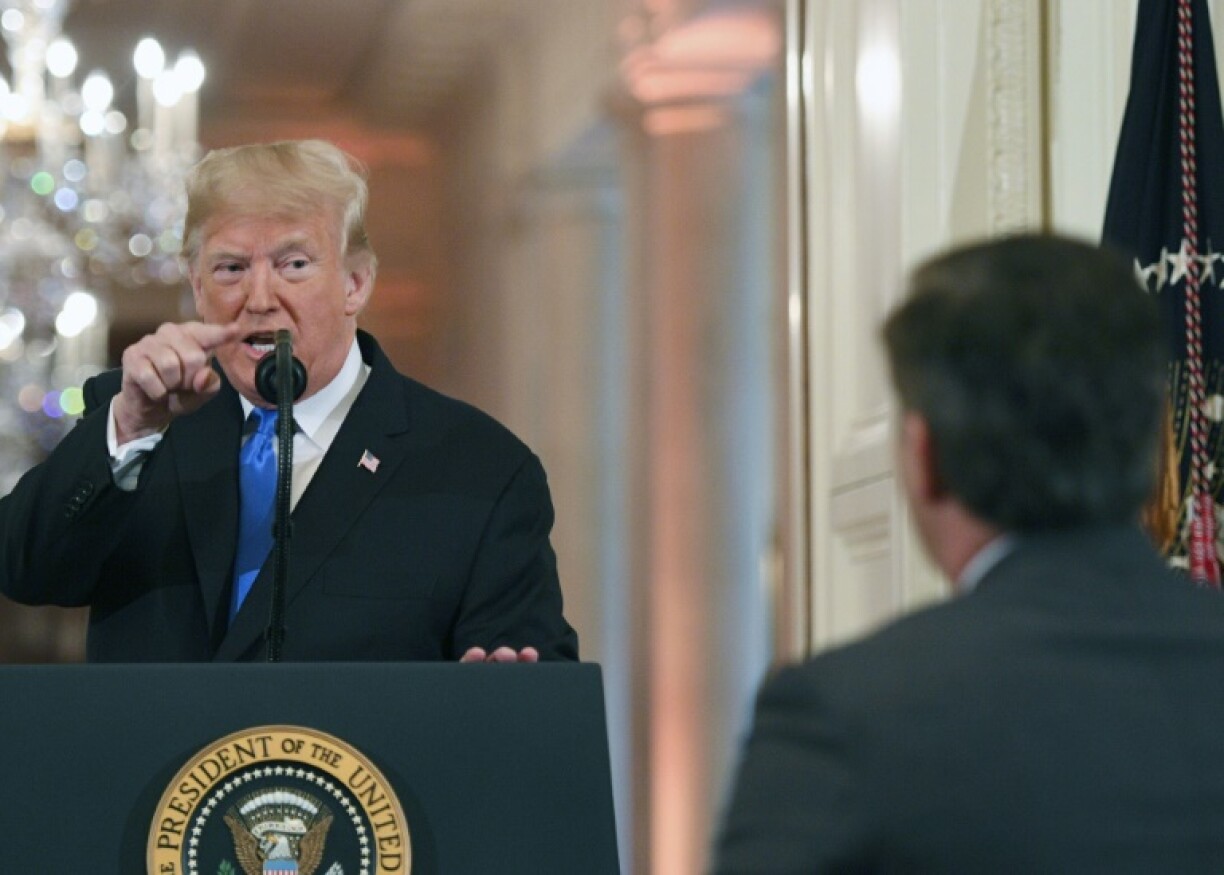 Donald Trump face au journaliste de CNN Jim Acosta, le 7 novembre 2018
