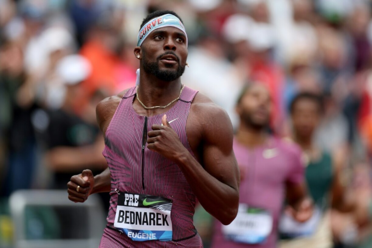 American Kenny Bednarek won the men's 200m title at the Grand Slam Series Miami meet with the fastest time in the world this year of 19.84 seconds