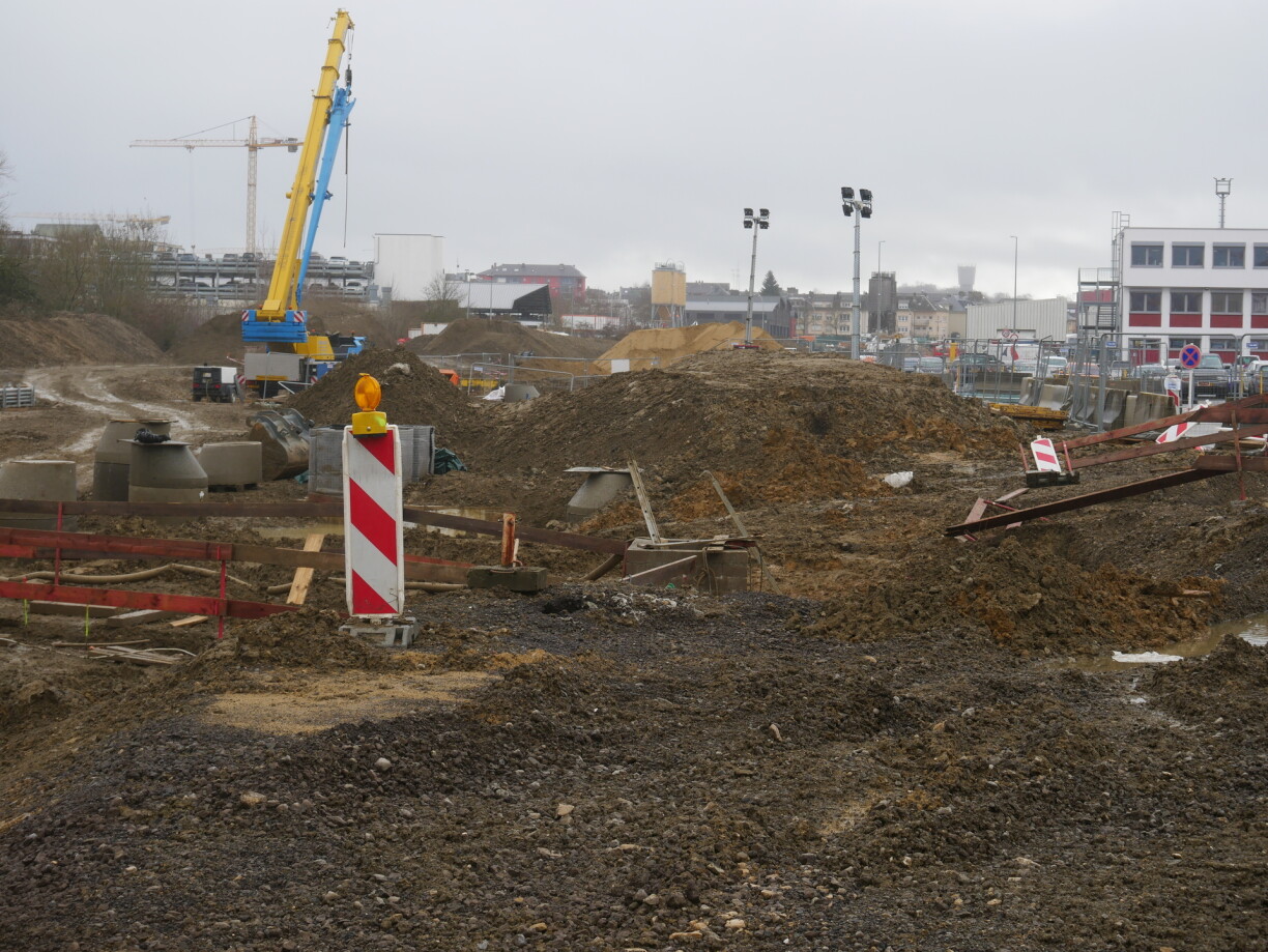Les travaux de la N3 ont démarré à Bonnevoie. Photo prise depuis la route de Thionville.