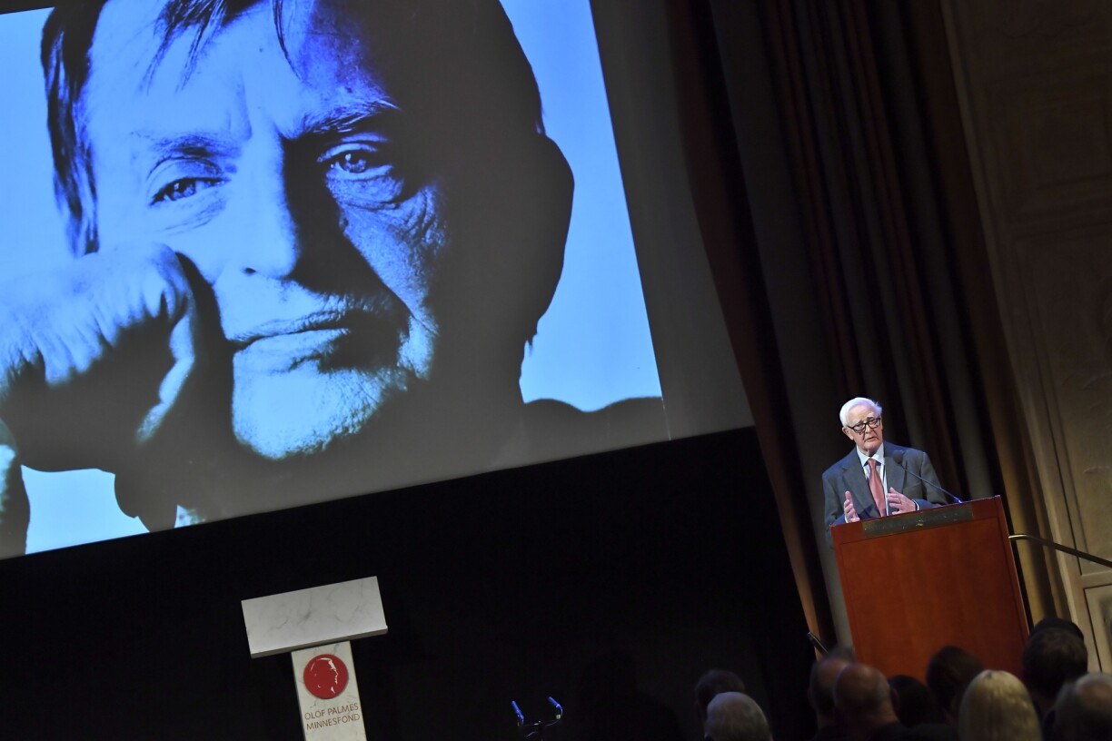 British author John le Carre (David John Moore Cornwell) spoke at the ceremony where he was awarded the Olof Palme Award 2019