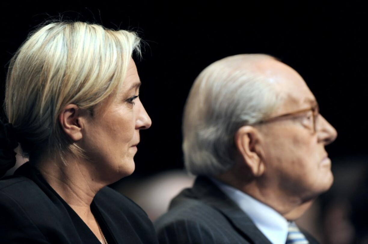 Marine Le Pen (L) and Jean-Marie Le Pen