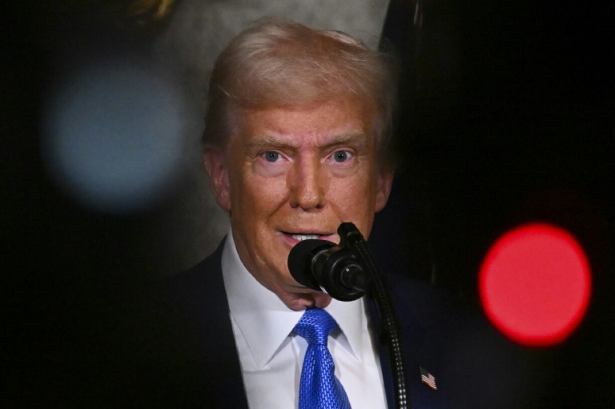 US President Donald Trump at his Mar-a-Lago resort in Palm Beach, Florida, on February 18, 2025