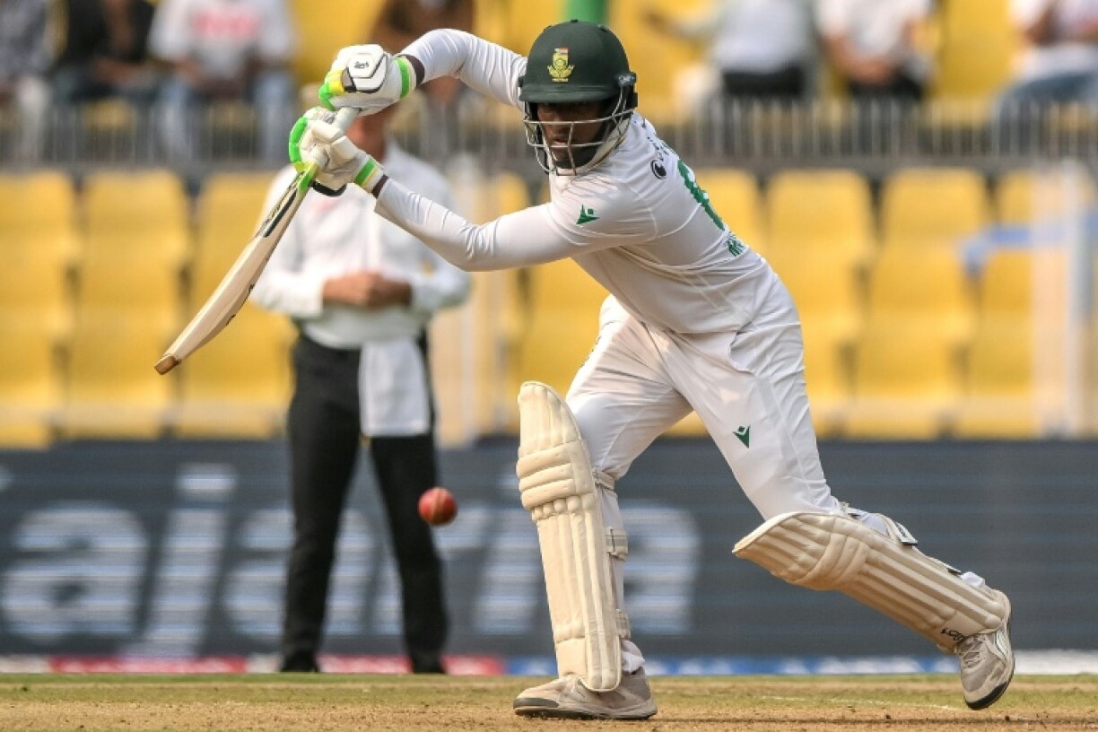 South Africa's Senuran Muthusamy on his way to fifty against India