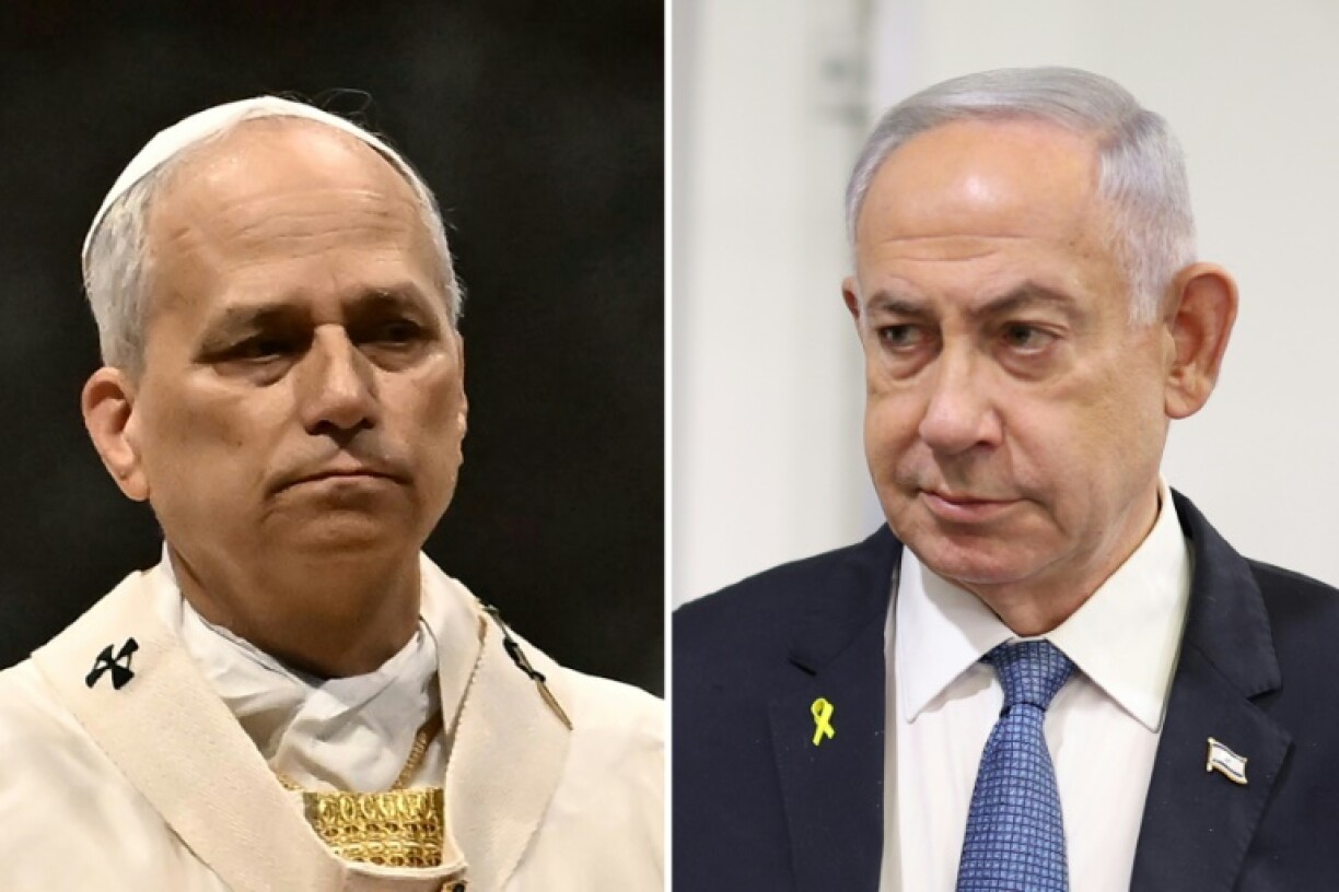 Pope Leo XIV (left)and Israeli Prime Minister Benjamin Netanyahu (right) spoke by phone after Israeli shells hit a Catholic church in Gaza