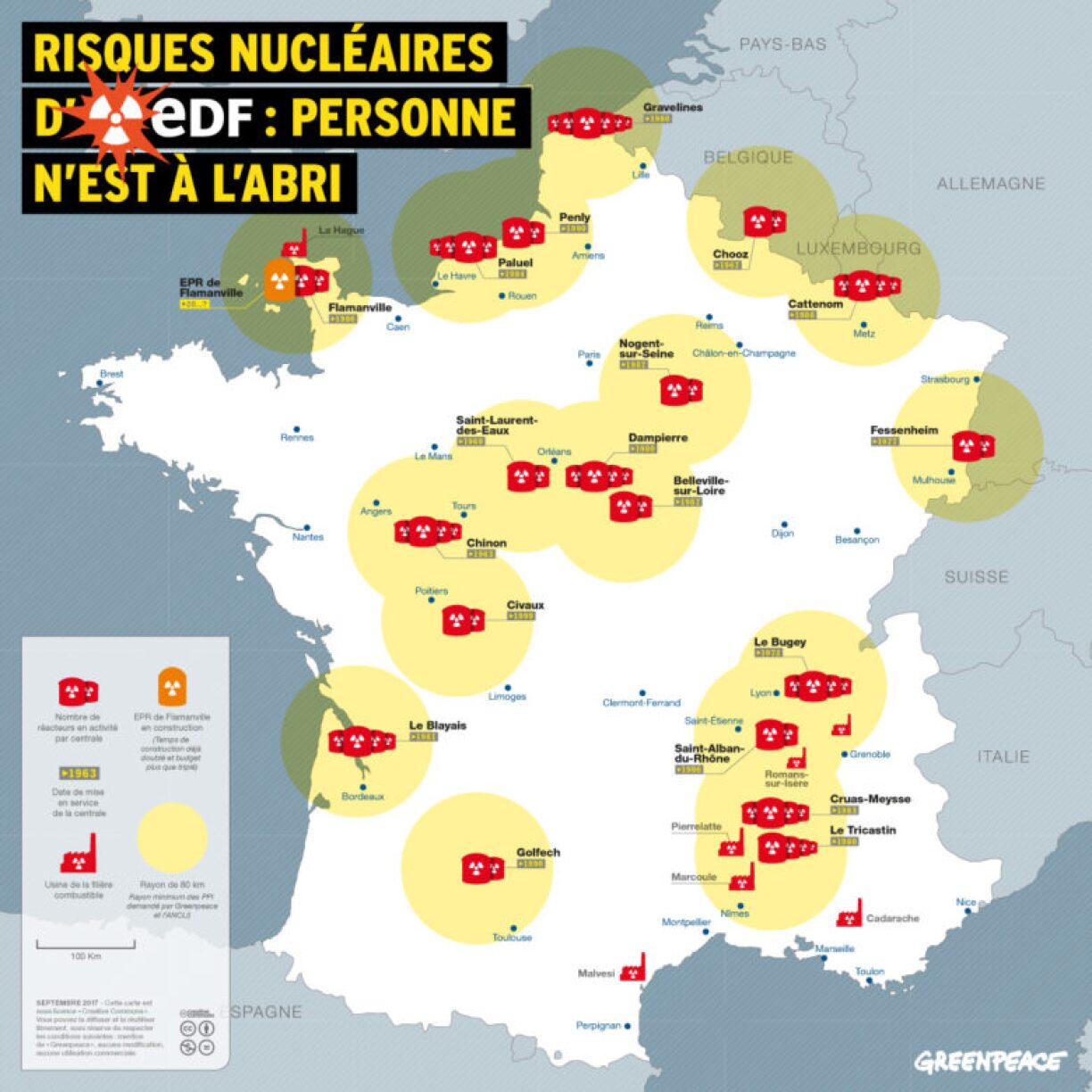 Une carte de France réalisée par Greenpeace.