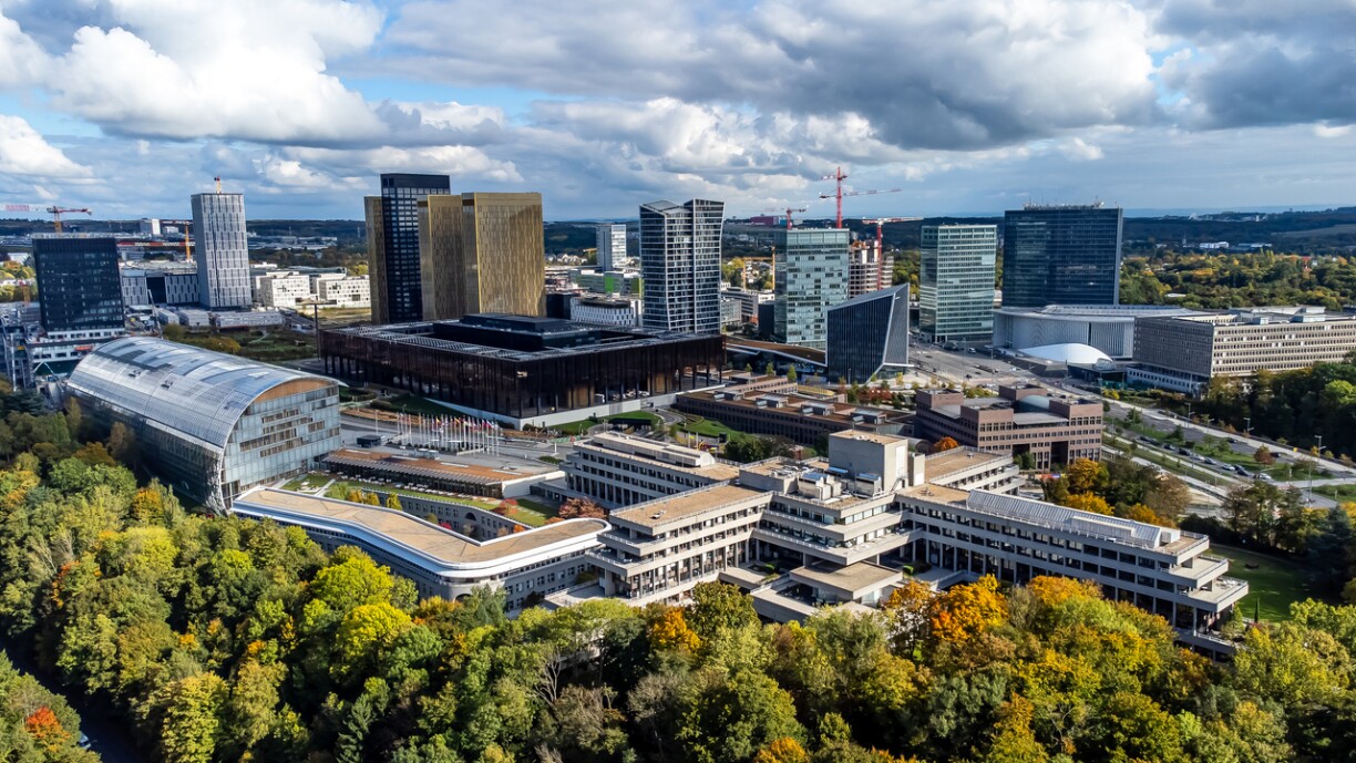 Une vue aérienne du quartier du Kirchberg, à Luxembourg-ville.