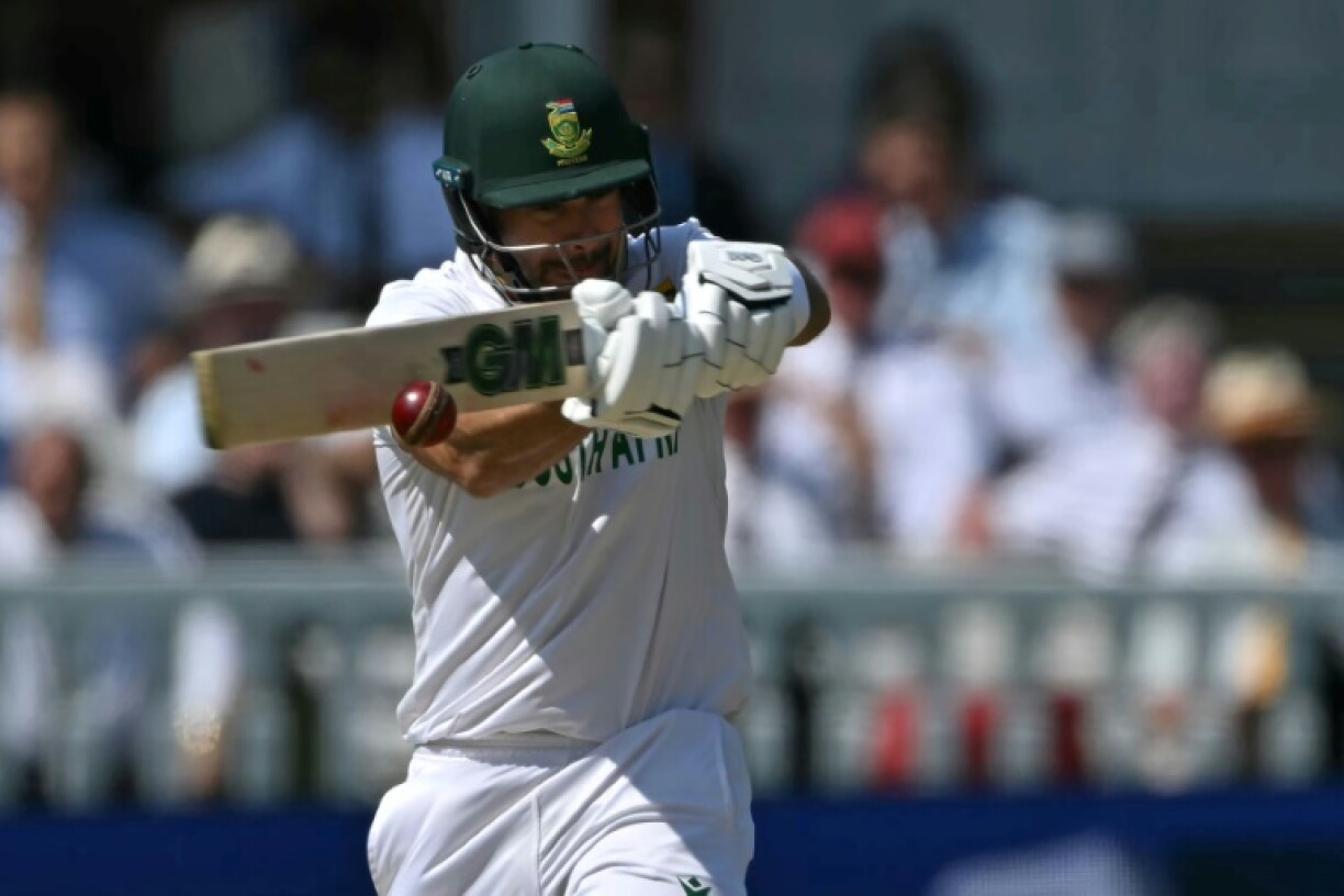 South Africa's Aiden Markram hits a four on his way to 136 in the World Test Championship final against Australia at Lord's