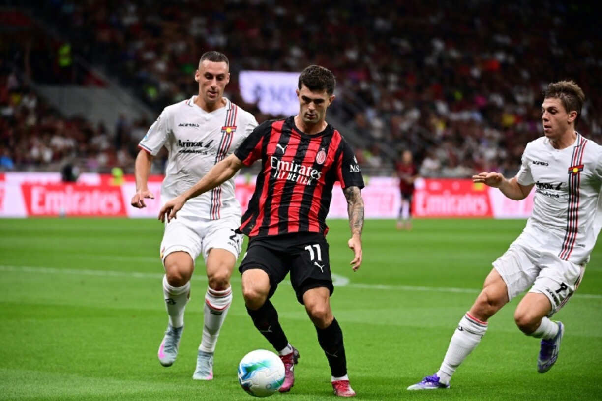 Christian Pulisic (C) was the star for AC Milan, scoring a brace in Udine