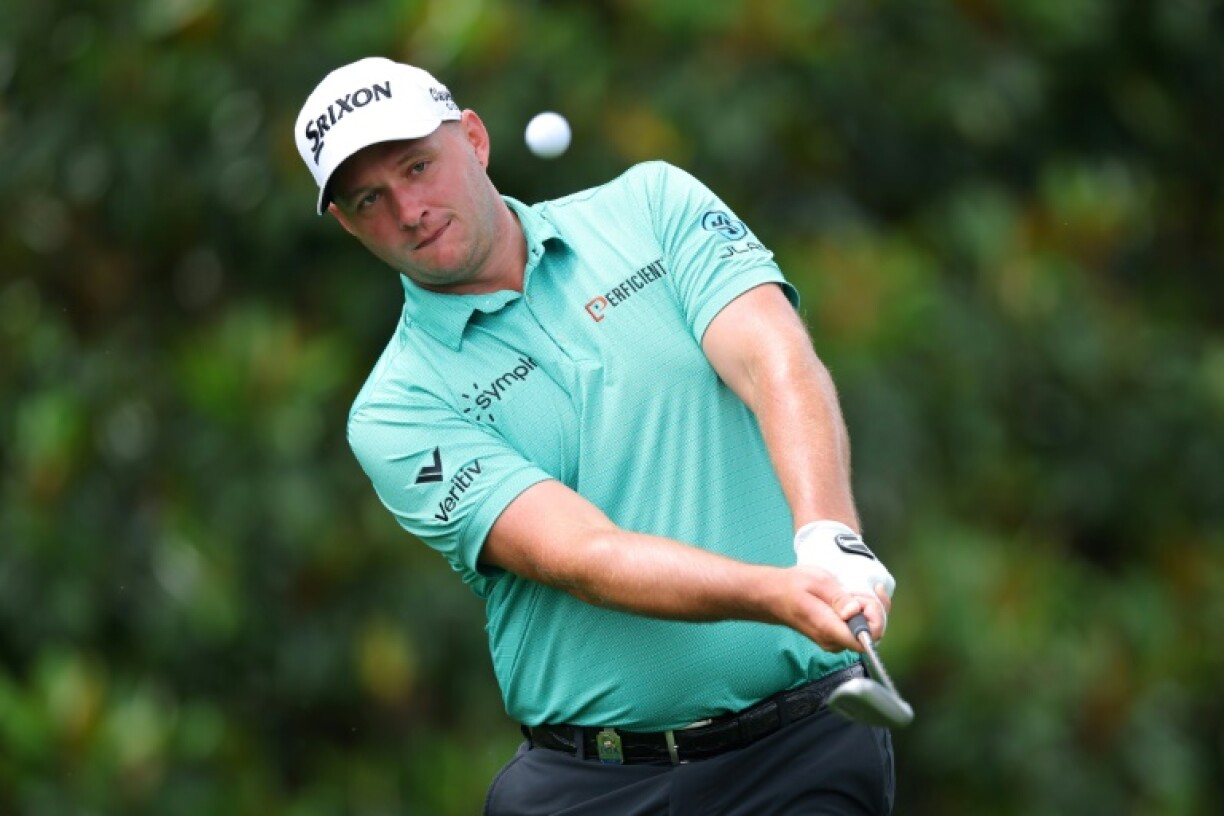 World number nine Sepp Straka of Austria practices a chip shot in his final practice round for the 107th PGA Championship at Quail Hollow