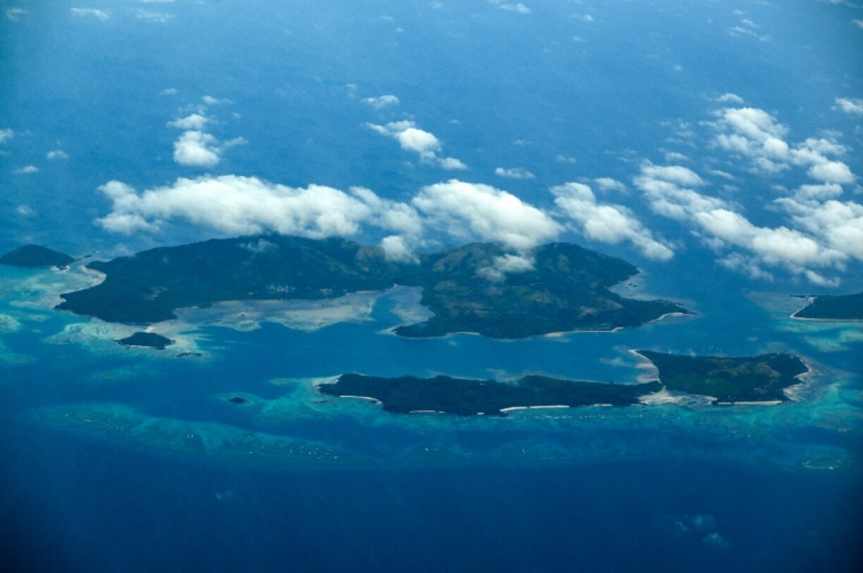 Aerial view of an island of Fiji.