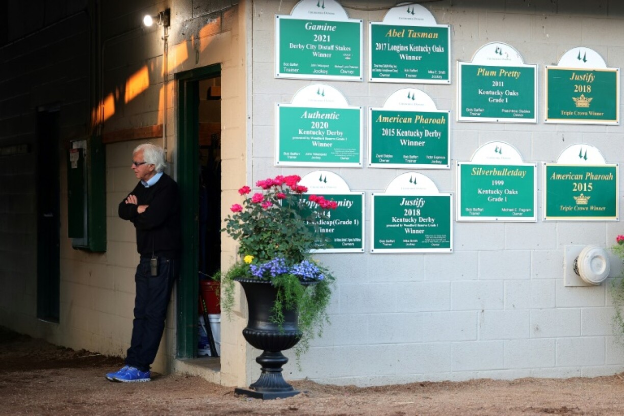 Trainer Bob Baffert stands at his barn prior to the 151st Kentucky Derby at Churchill Downs