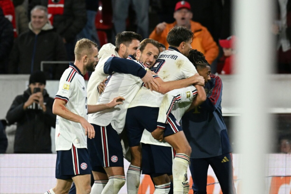 Bayern Munich celebrate during their 3-1 win over Freiburg in the Bundesliga on Sunday.