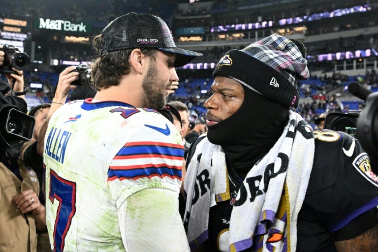 Josh Allen of the Buffalo Bills and Lamar Jackson of the Baltimore Ravens will face off in Sunday's AFC divisional round clash.