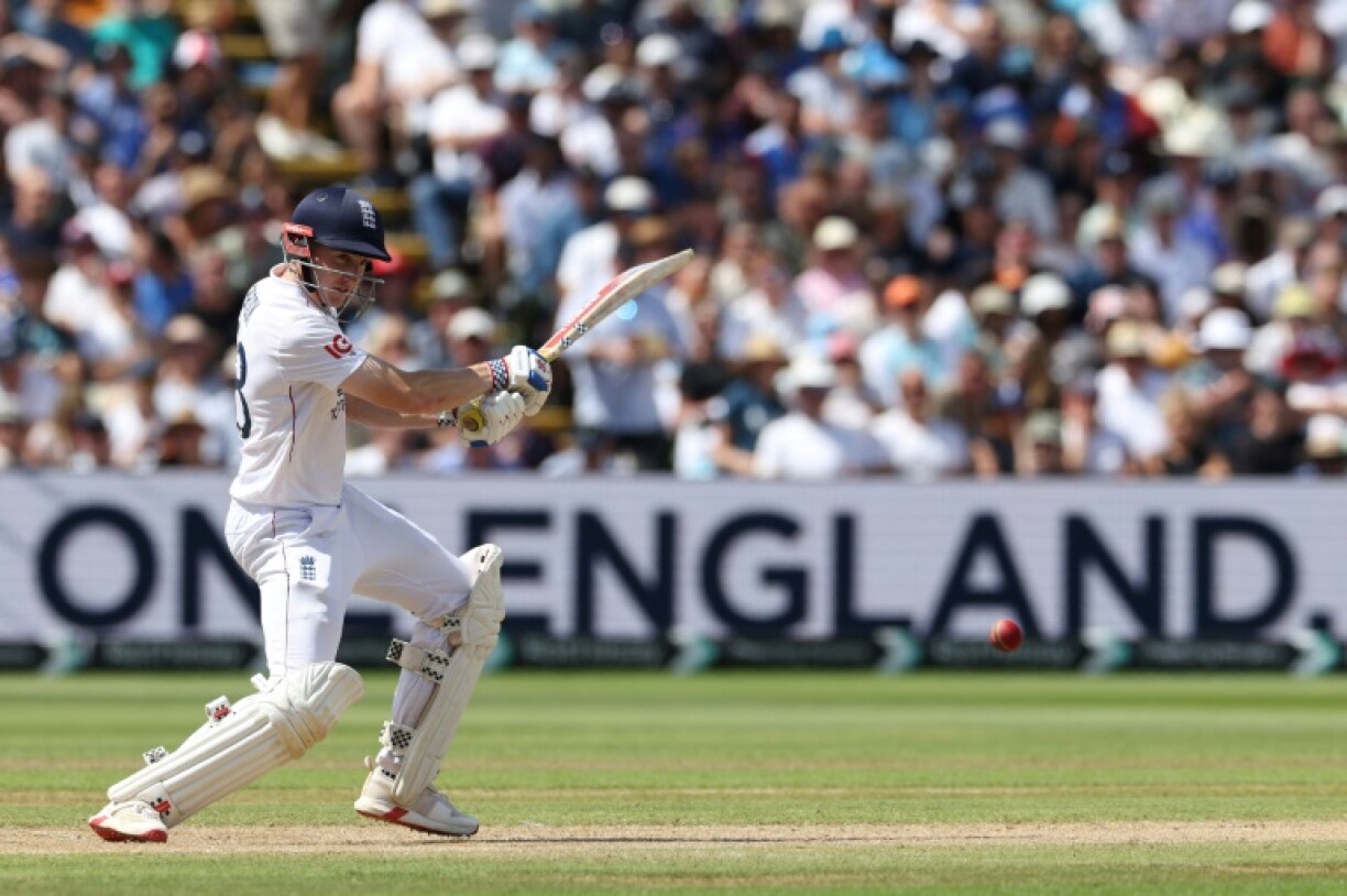 England's Harry Brook cuts during his hundred against India in the second Test at Edgbaston