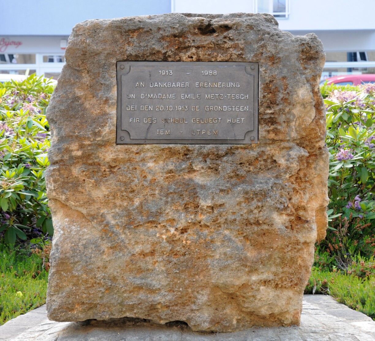 The plaque thanking Metz's widow for her donation.