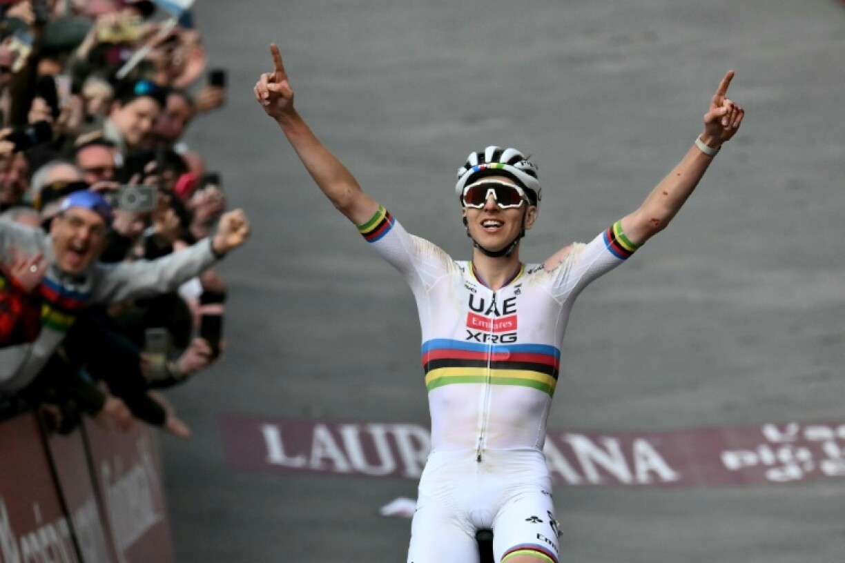 Tadej Pogacar recovered from a fall to win the Strade Bianche