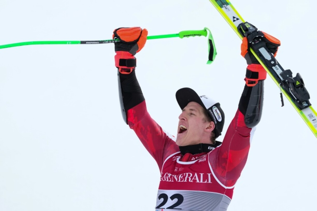 Austria's Raphael Haaser gave home fans reason to cheer winning the men's world giant slalom title