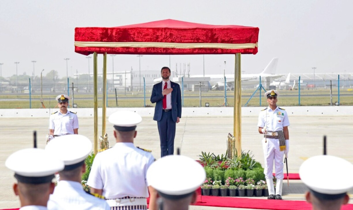 US Vice President JD Vance was given a guard of honour on his arrival in New Delhi