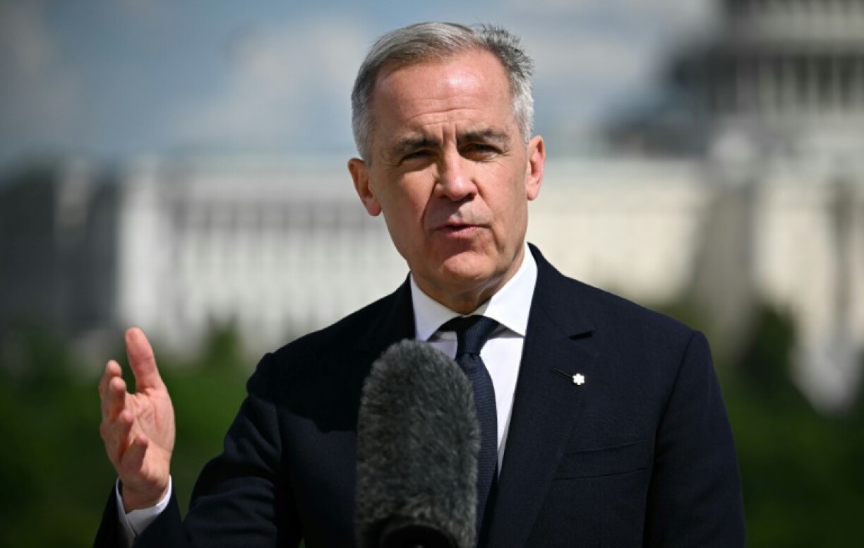 Canadian Prime Minister Mark Carney speaks to the media after a meeting with US President Donald Trump at the Embassy of Canada to the United States in Washington, DC, on May 6, 2025.