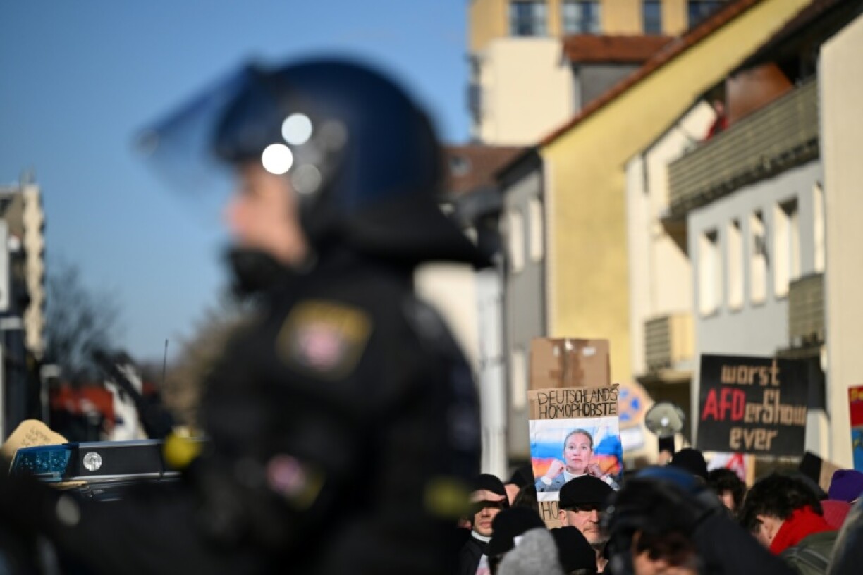 An anti-AfD demonstration near Frankfrurt am Main on February 1, 2025