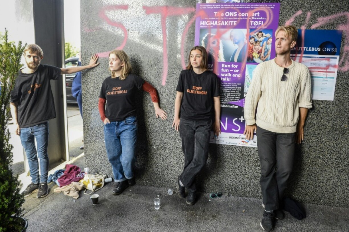 Vebjorn Bjelland Berg, first on the right, has staged climate protests