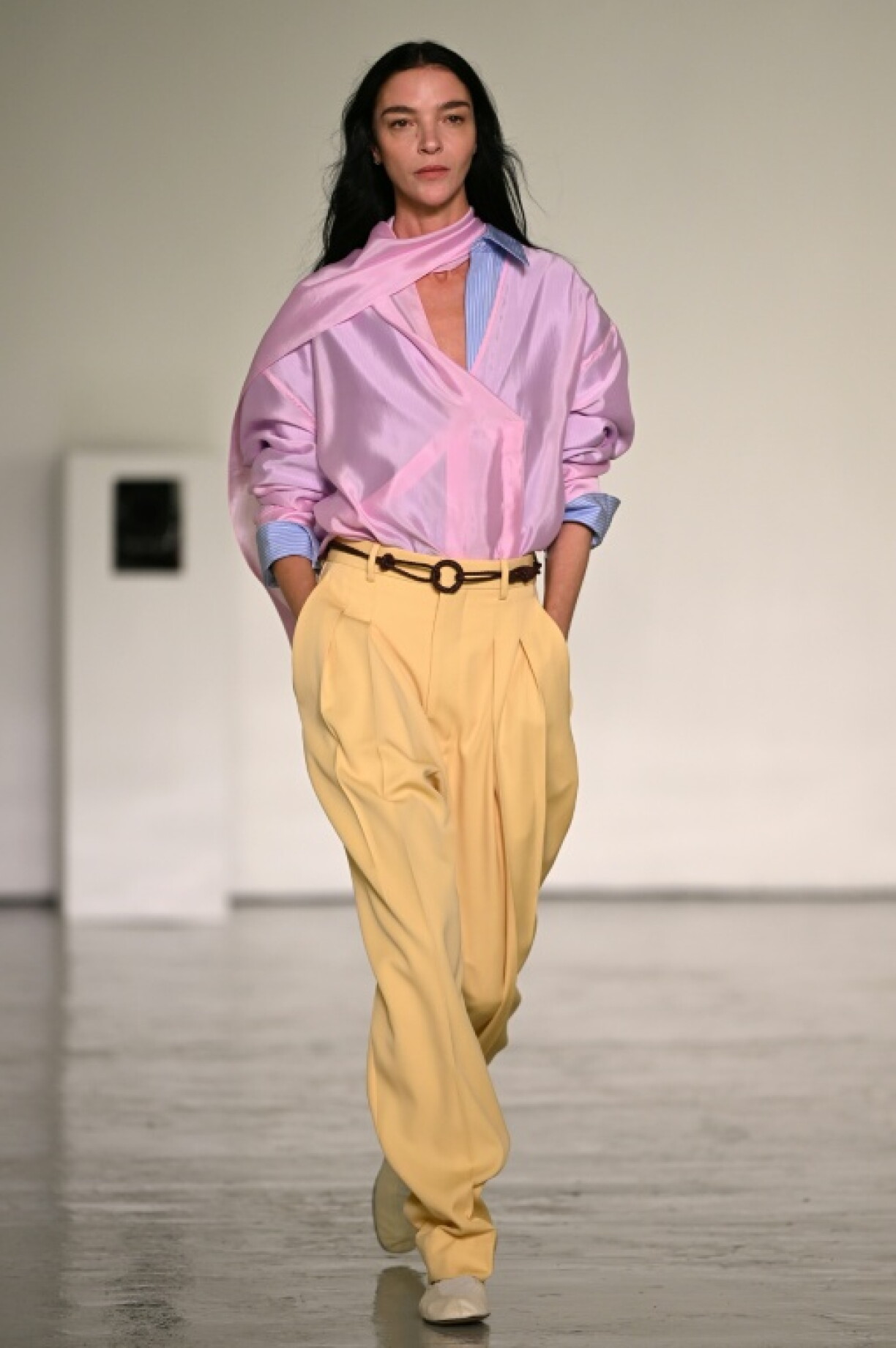A model wearing Bottega Veneta in Milan on September 2026