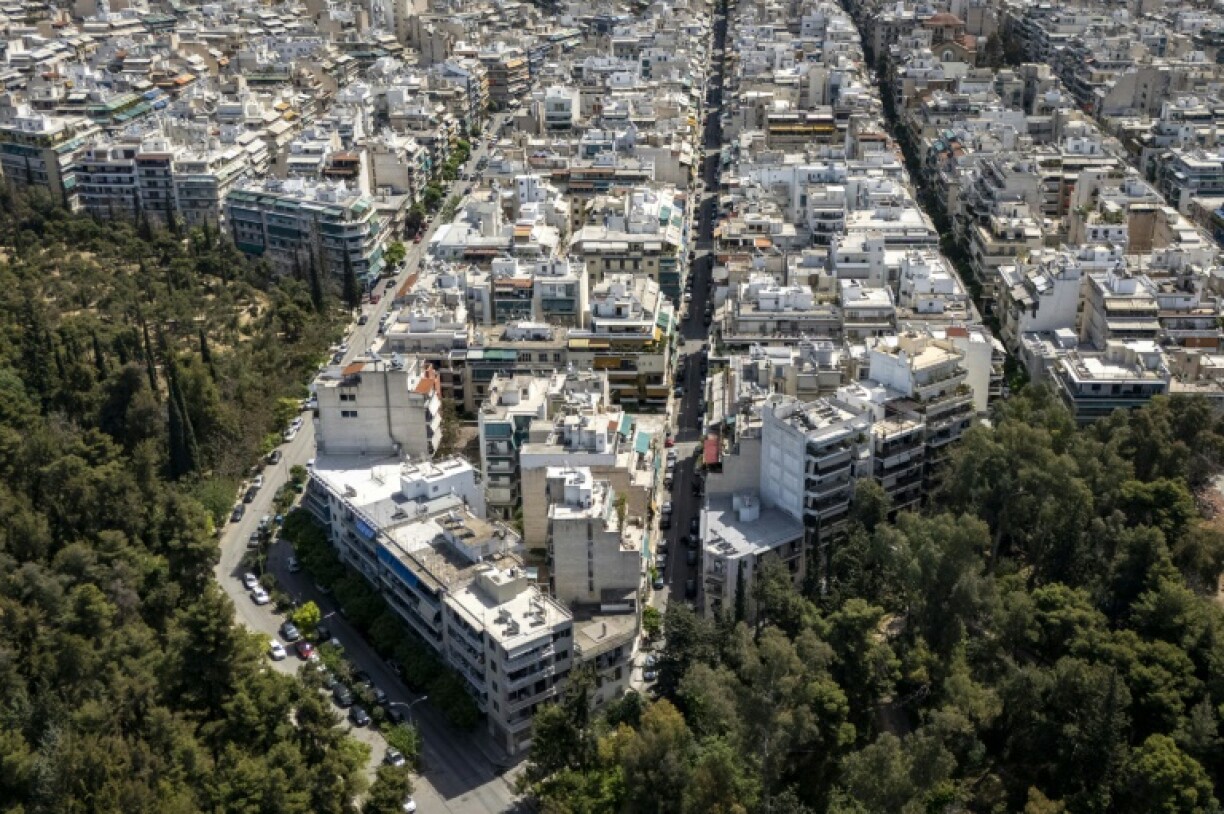 An aerial view of the city of Athens on April 18, 2025