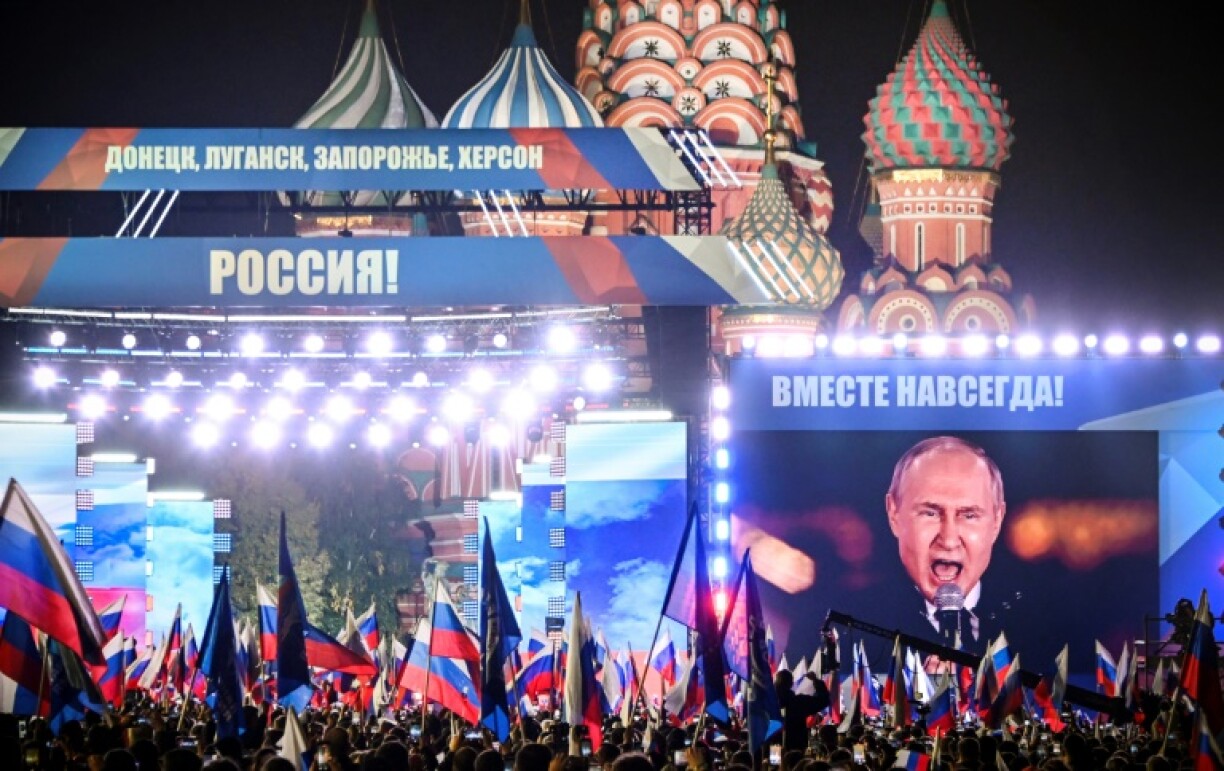 Le président russe Vladimir Poutine lors d'un discours sur la place rouge, à Moscou (Russie) le 30 septembre 2022