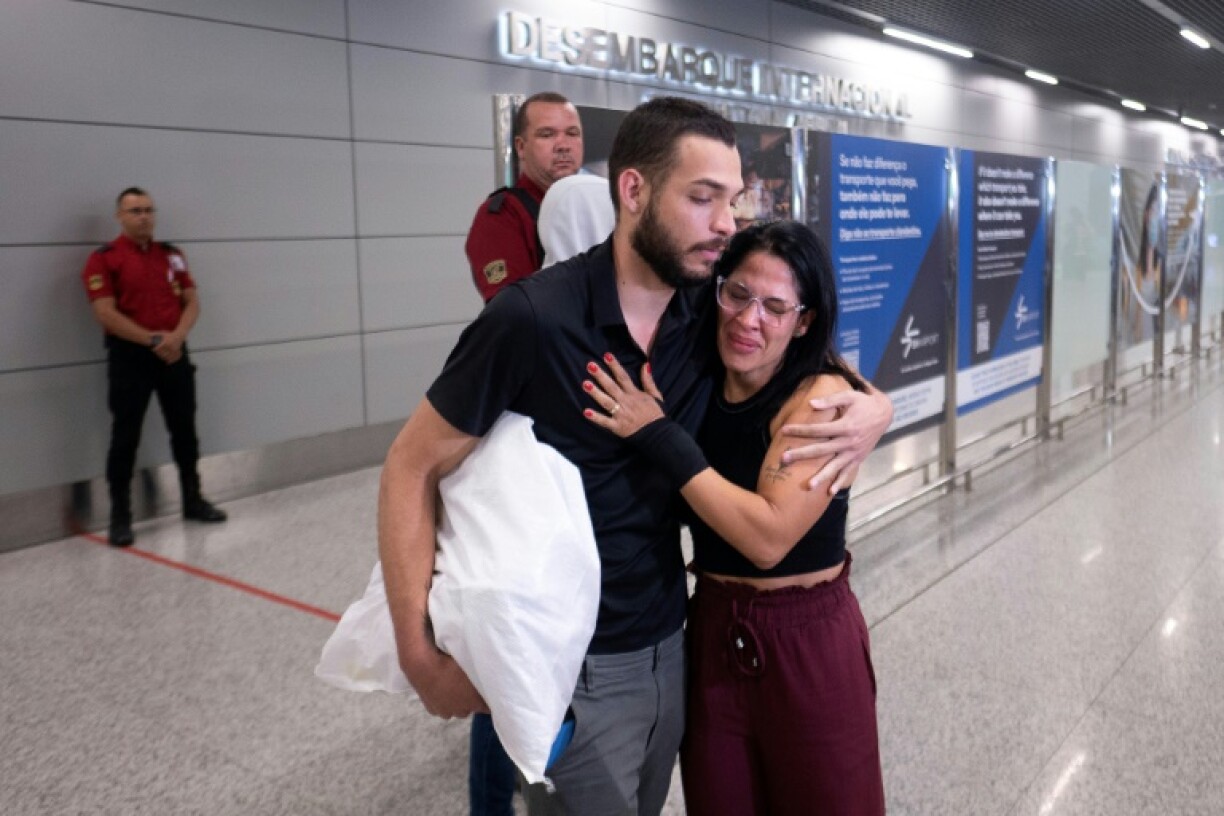 Luis Antonio Rodrigues Santos arrives at Confins airport in Brazil after being deported from US