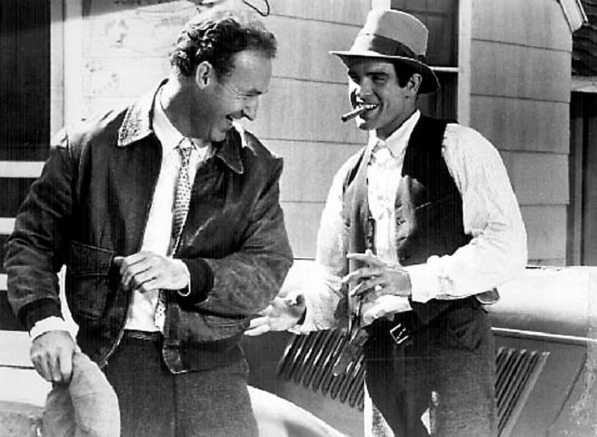 Actors Gene Hackman (L) and Warren Beatty (R), in a scene from the 1967 Hollywood film