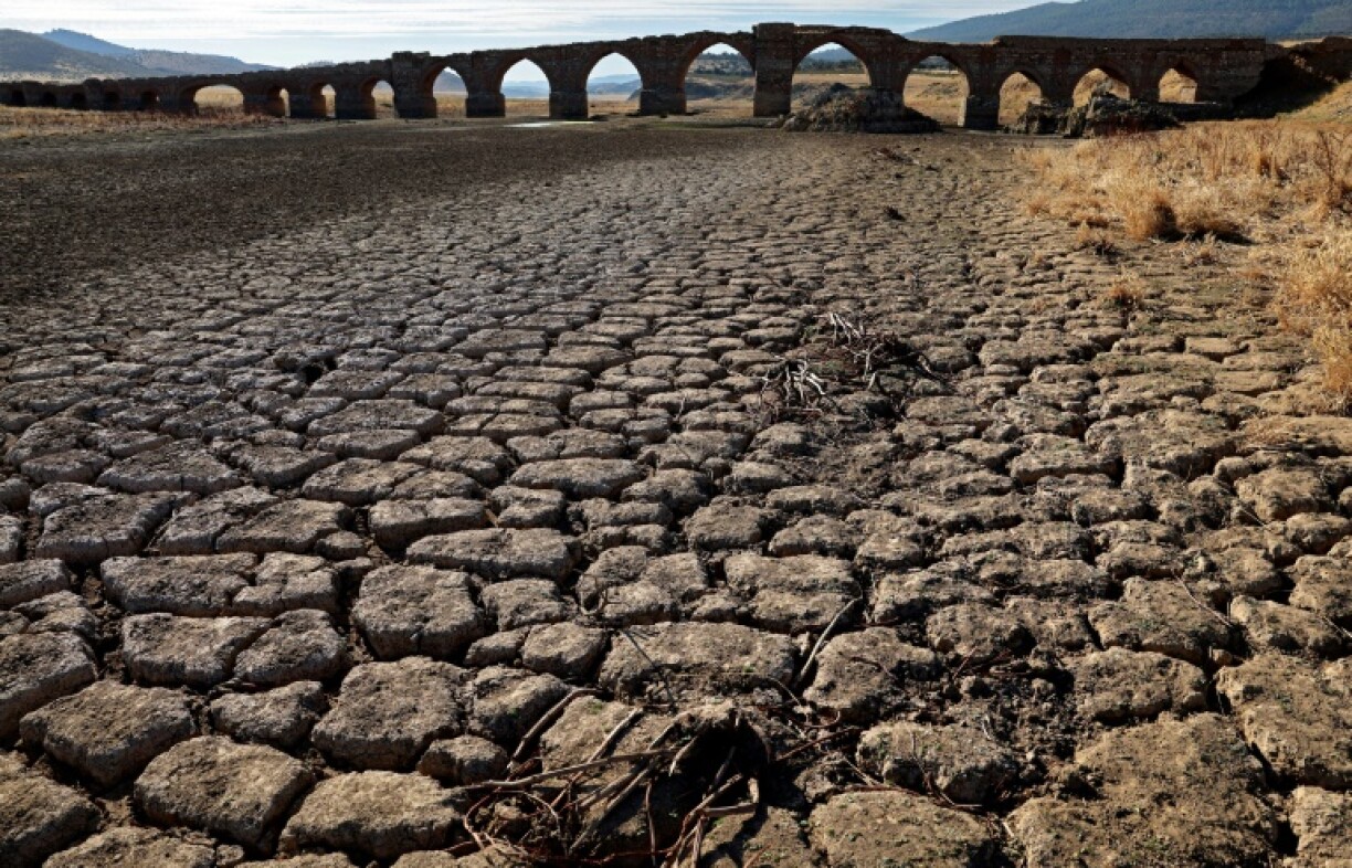 Part of the Guadiana river dried up in the central-western Spanish region of Extremadura in August 2022