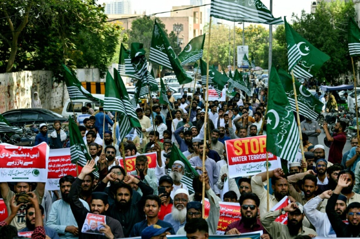 Hundreds of Pakistanis joined protests across the country against Indian threats made in retaliation for a deadly attack in Kashmir
