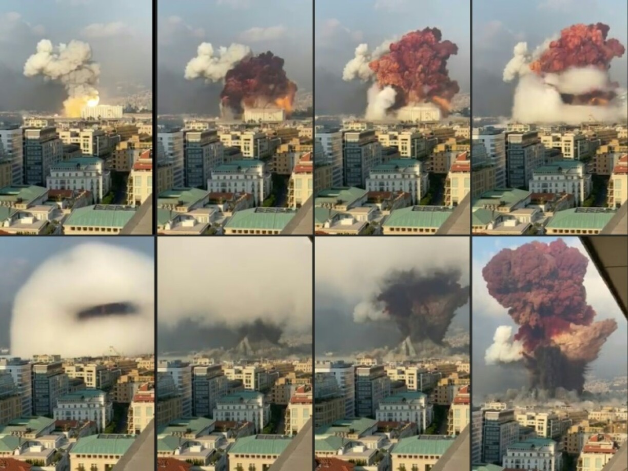 Images UGC filmées d'un bâtiment de bureaux montre l'explosion du 4 août 2020 au port Beyrouth, qui a tué plus de 200 personnes, défiguré la capitale libanaise et profondément traumatisé toute une nation.
