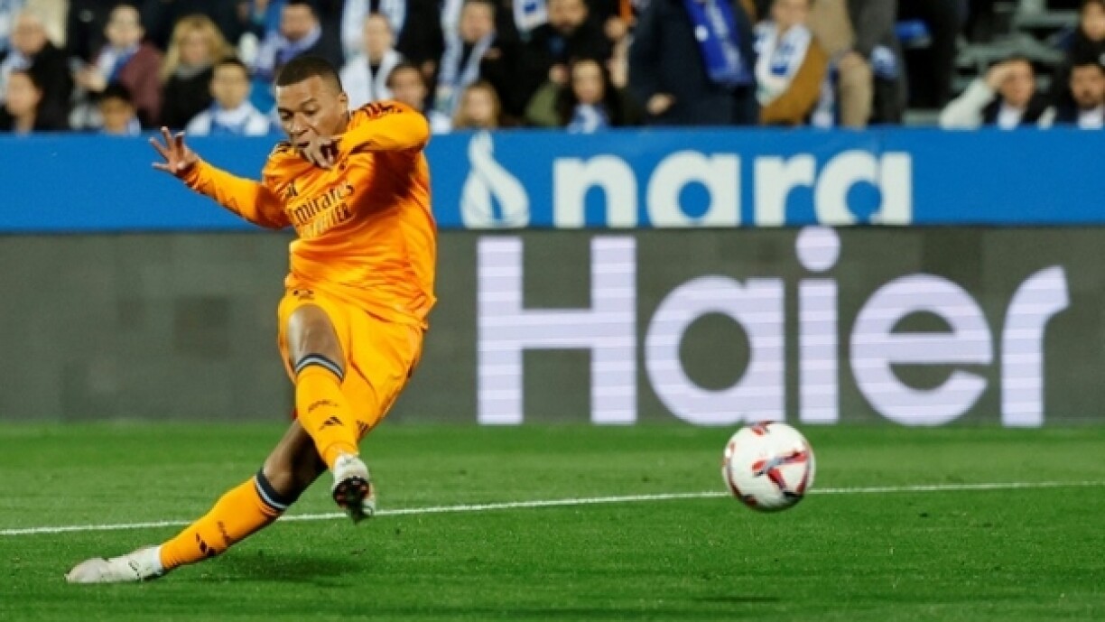 Kylian Mbappe lors du match de championnat d'Espagne du Real Madrid à Leganes, le 24 novembre 2024