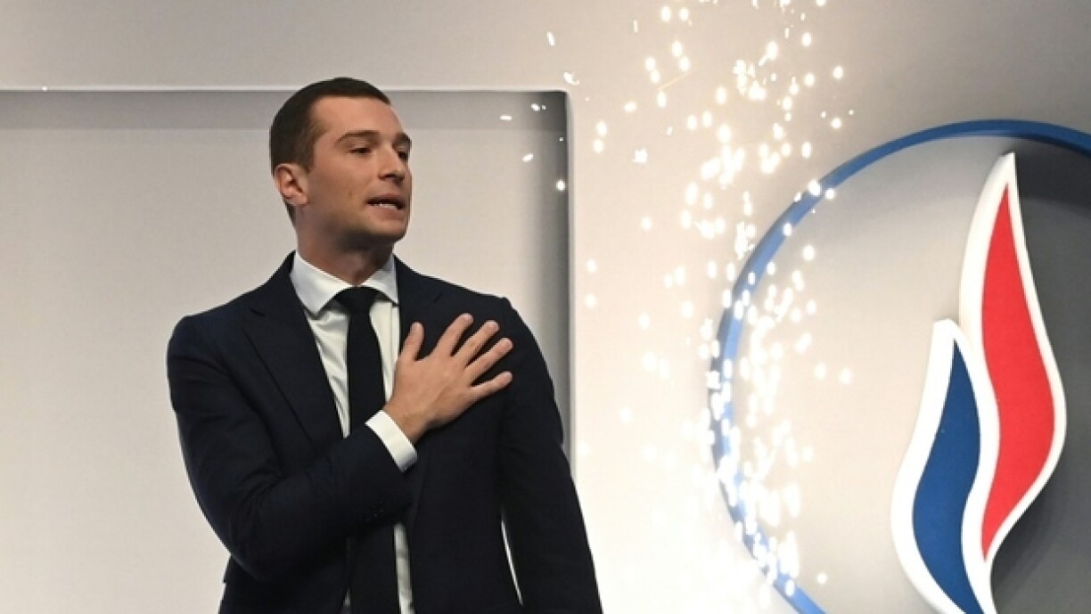 Le nouveau président du RN Jordan Bardella lors du congrès du RN à Paris le 5 novembre 2022